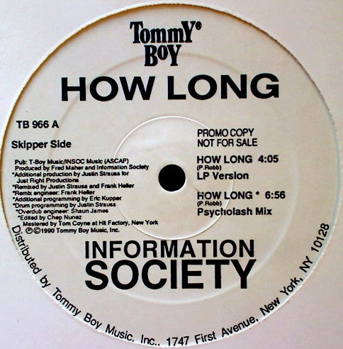 Information Society - How Long (12", WHITE LABEL PROMO)