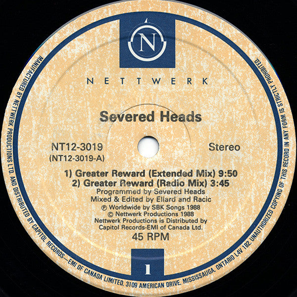 Severed Heads - Greater Reward