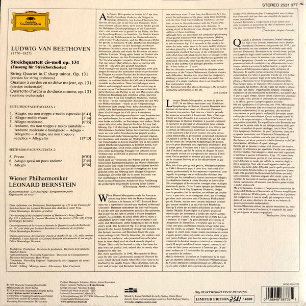 Ludwig van Beethoven - Streichquartett = String Quartet, Op. 131
