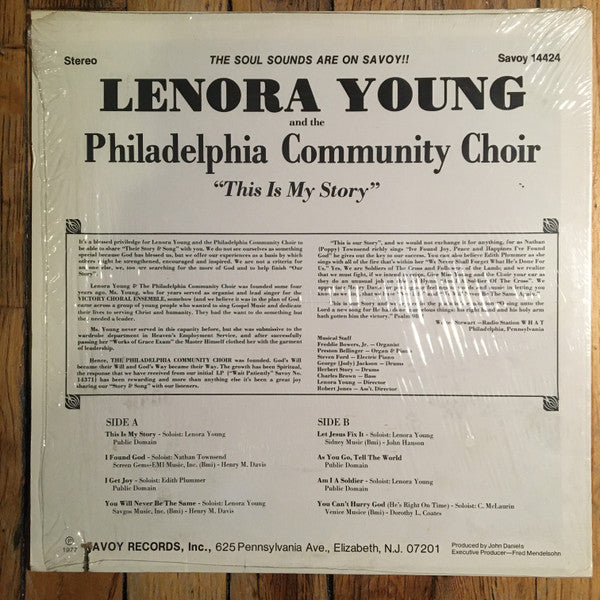 Lenora Young and the Philadelphia Community Choir - This Is My Story
