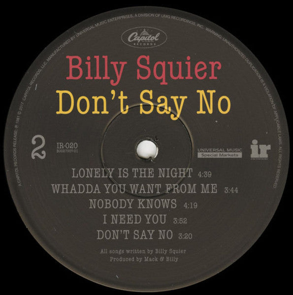 Billy Squier - Don't Say No [180g, Keviny Gray Remastered]