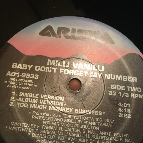 Milli Vanilli - Baby Don't Forget My Number