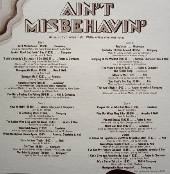 "Ain't Misbehavin'" Original Broadway Cast - Ain't Misbehavin': The New Fats Waller Musical Show