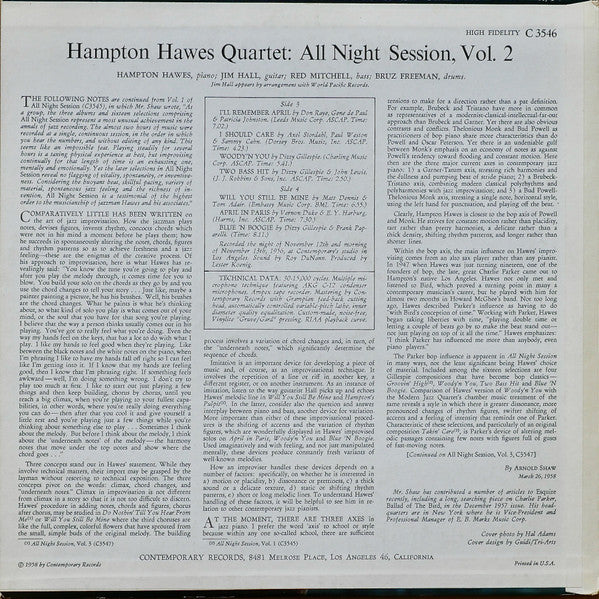 Hampton Hawes Quartet - All Night Session! Vol. 2