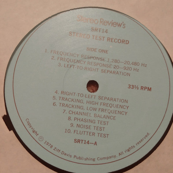 No Artist - Stereo Test Record - Model SRT14 (For Home And Laboratory Use)