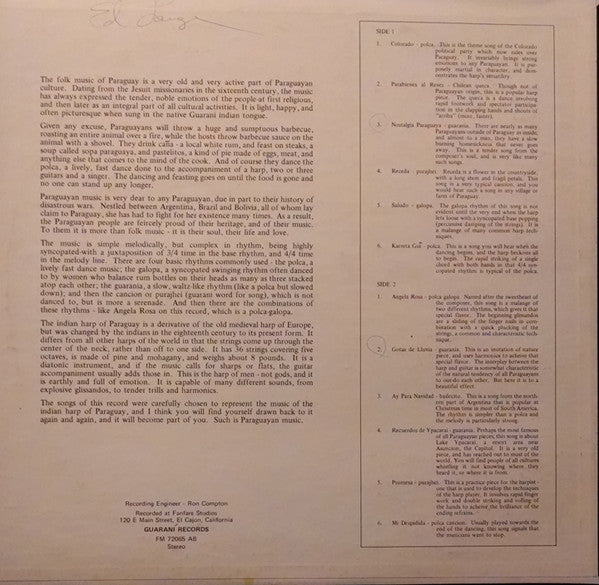 Edward Lange - The Indian Harp Of Paraguay: Songs And Dances Of The Guarani