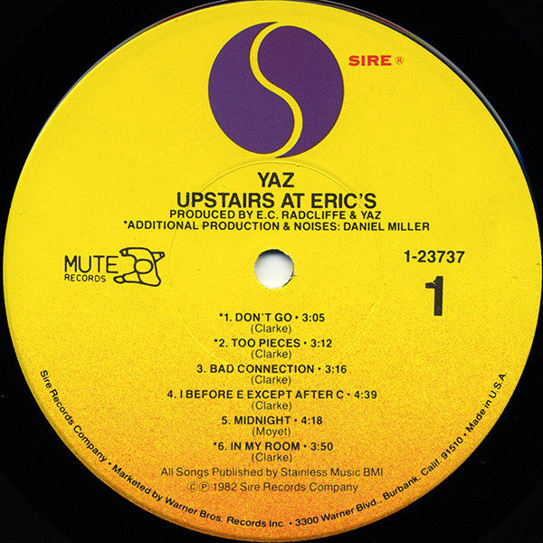 Yazoo - Upstairs At Eric's