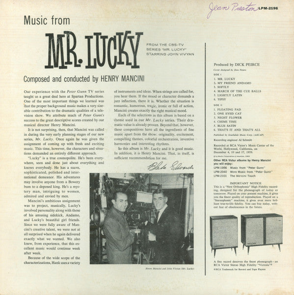 Henry Mancini - Music From "Mr. Lucky"