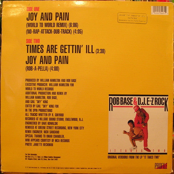 Rob Base & DJ E-Z Rock - Joy And Pain (Remix)