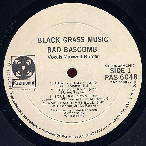 Bad Bascomb - Black Grass Music