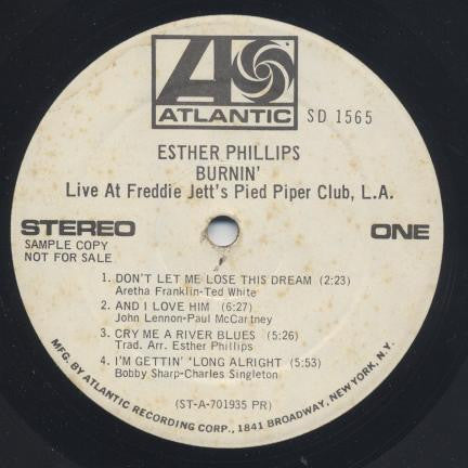 Esther Phillips - Burnin' (Live At Freddie Jett's Pied Piper, L.A.)