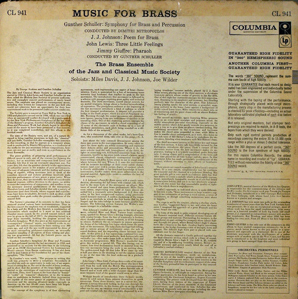 Brass Ensemble Of The Jazz And Classical Music Society - Music For Brass