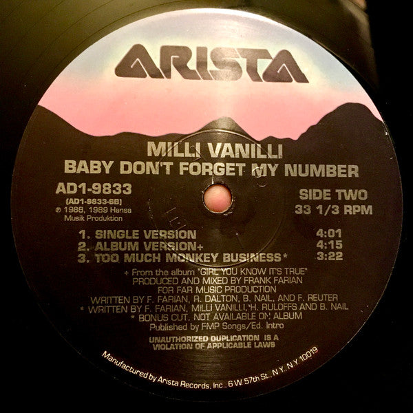 Milli Vanilli - Baby Don't Forget My Number