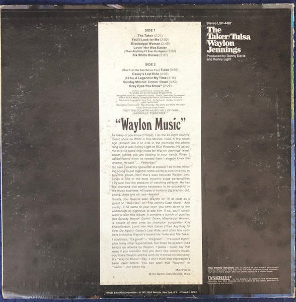Waylon Jennings - The Taker / Tulsa