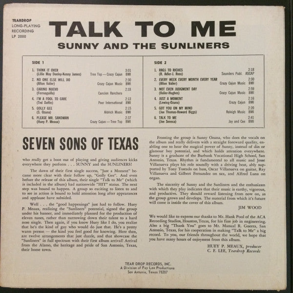 Sunny & The Sunliners - Talk To Me
