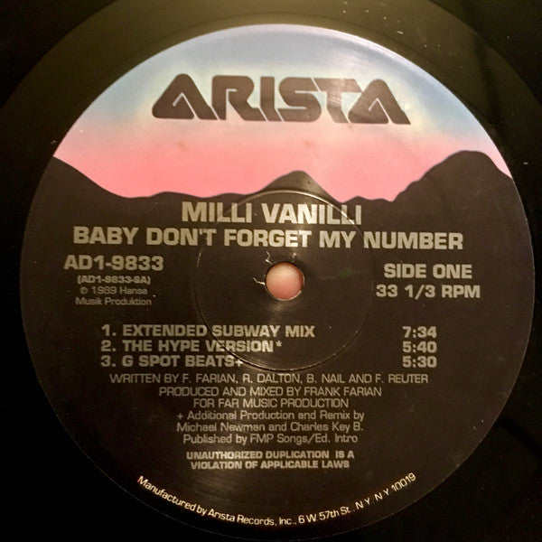 Milli Vanilli - Baby Don't Forget My Number