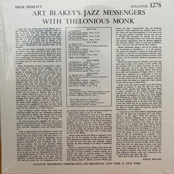Art Blakey's Jazz Messengers With Thelonious Monk (2LP, Deluxe Edition)