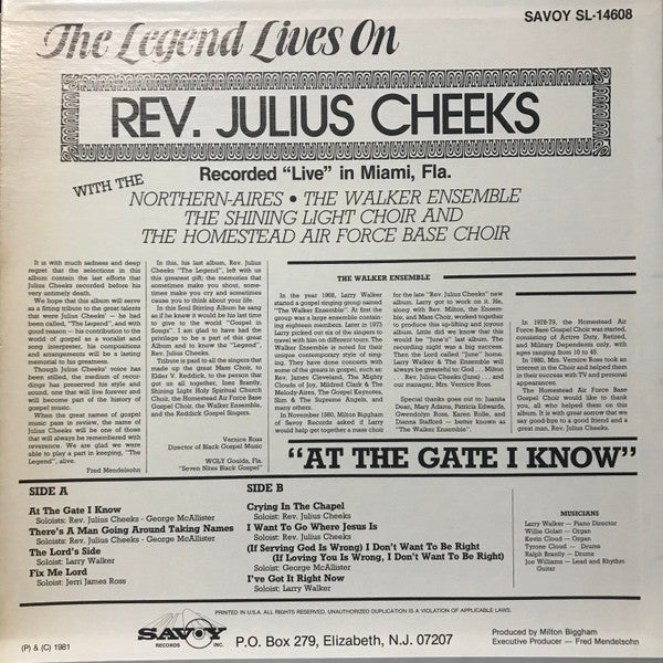 Julius Cheeks - The Legend Lives On