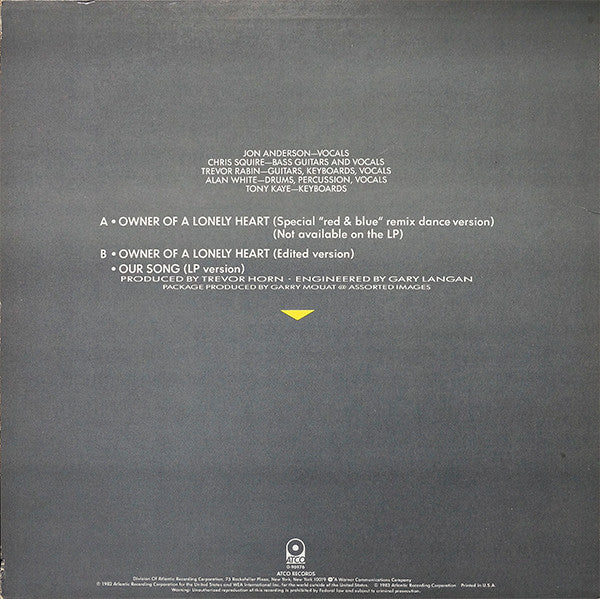 Yes - Owner Of A Lonely Heart