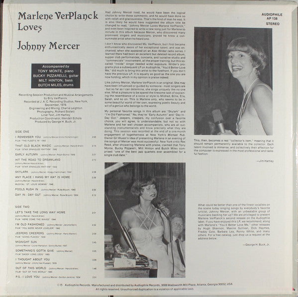 Marlene VerPlanck Loves Johnny Mercer