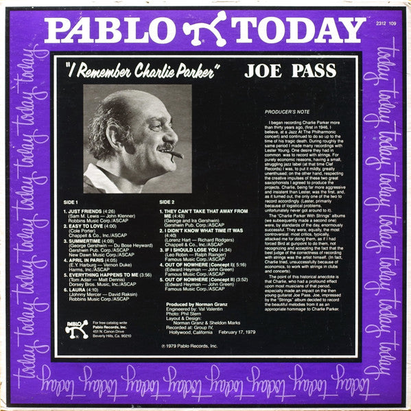 Joe Pass - I Remember Charlie Parker