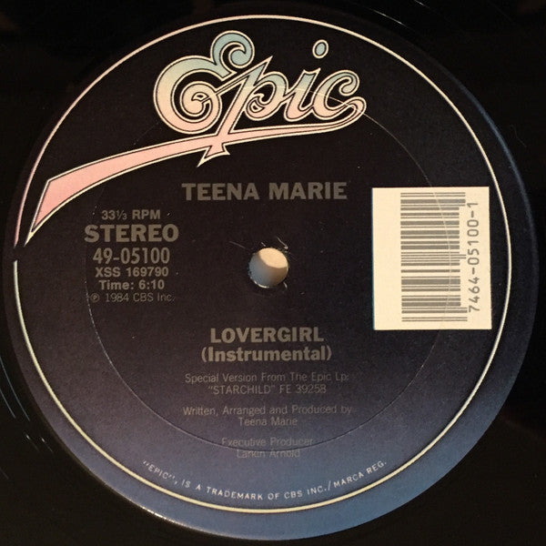 Teena Marie - Lovergirl B/W Lovergirl (Instrumental) (Special 12" Dance Mix) (Remixed Version)