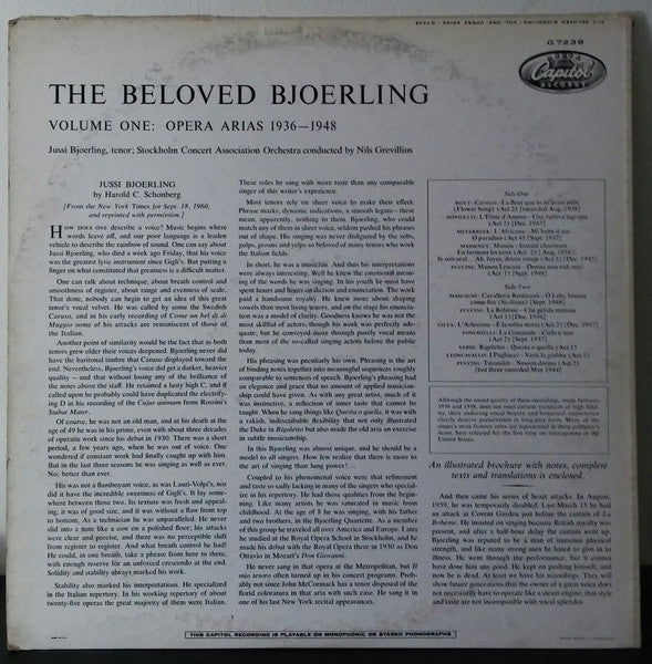 Jussi Björling - The Beloved Bjoerling - Volume One: Opera Arias 1936-1948
