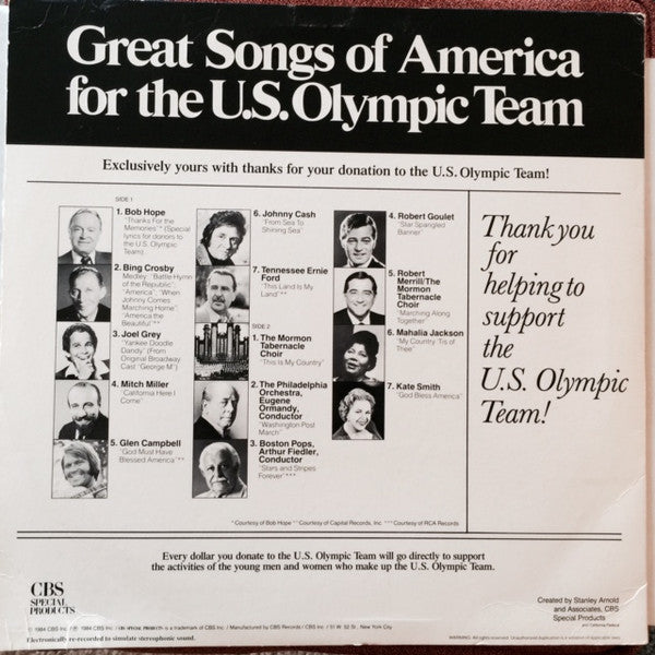 Various - Great Songs Of America For The U.S. Olympic Team