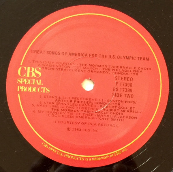 Various - Great Songs Of America For The U.S. Olympic Team