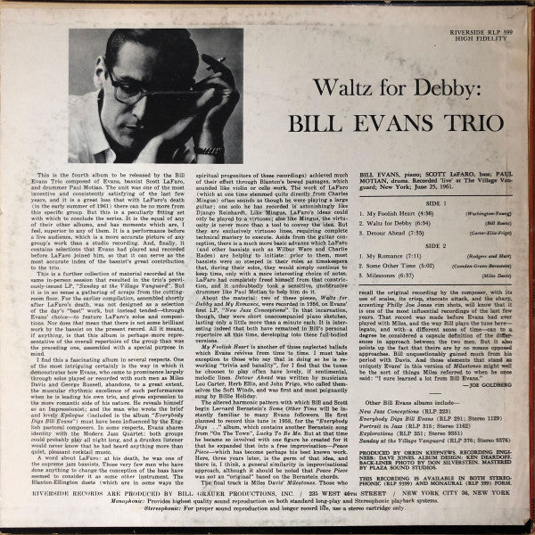 The Bill Evans Trio - Waltz For Debby