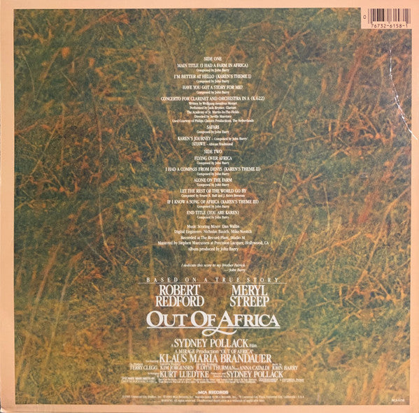 John Barry - Out Of Africa (Music From The Motion Picture Soundtrack)