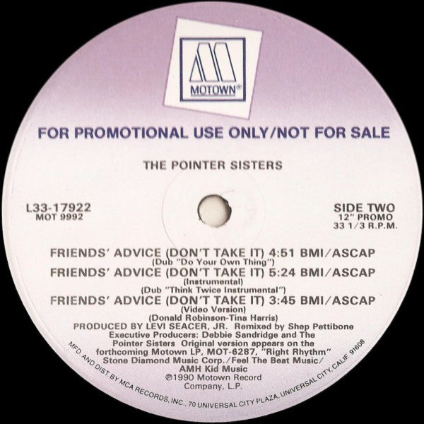 Pointer Sisters - Friends' Advice (Don't Take It)