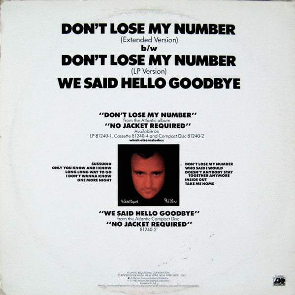 Phil Collins - Don't Lose My Number (Extended Version)