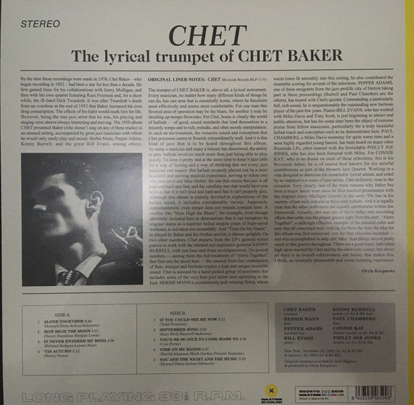 Chet Baker - Chet [180g TRANSLUCENT YELLOW]