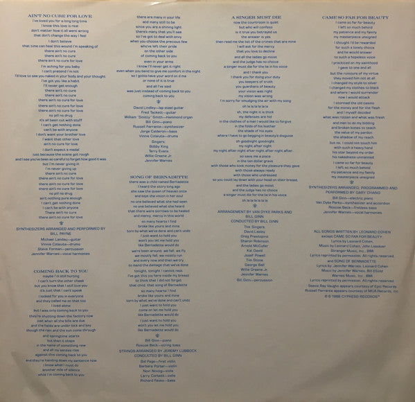 Jennifer Warnes - Famous Blue Raincoat (The Songs Of Leonard Cohen)