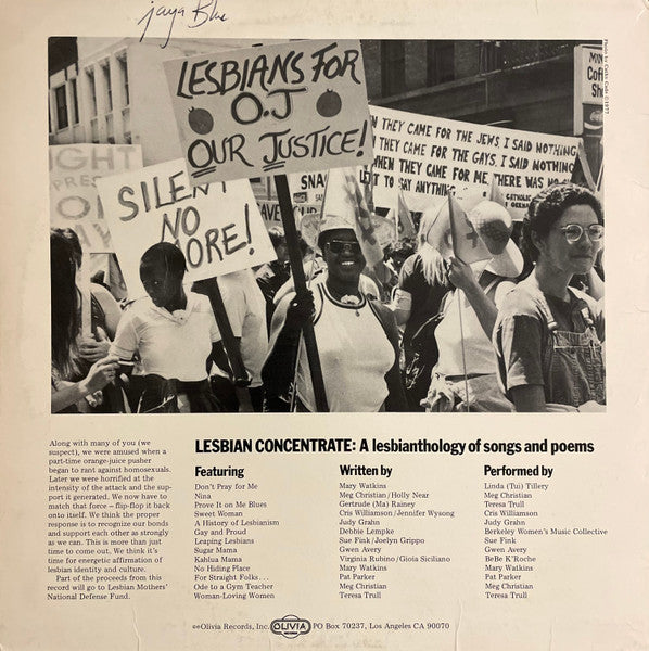 Various - Lesbian Concentrate A Lesbianthology of Songs And Poems