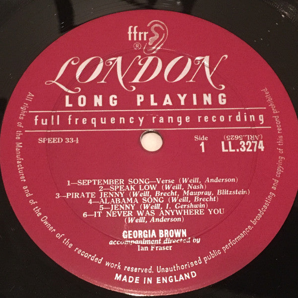 Georgia Brown - Sings Kurt Weill