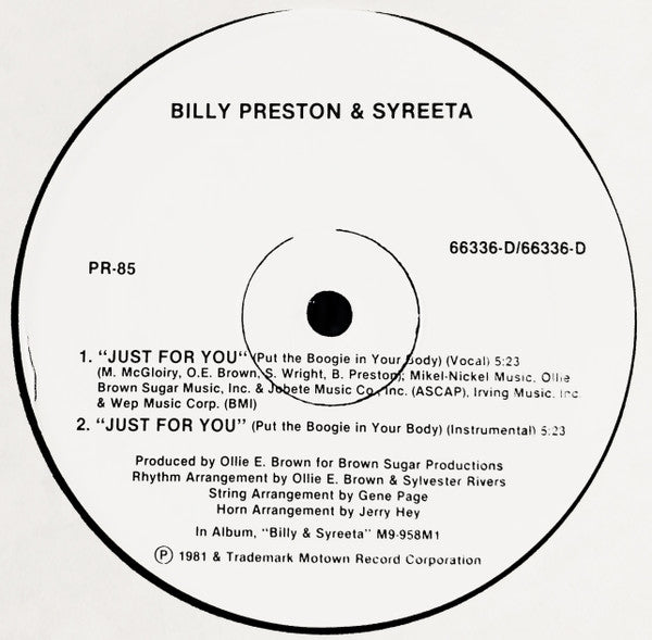 Billy Preston - Just For You (Put The Boogie In Your Body) / Gigolette