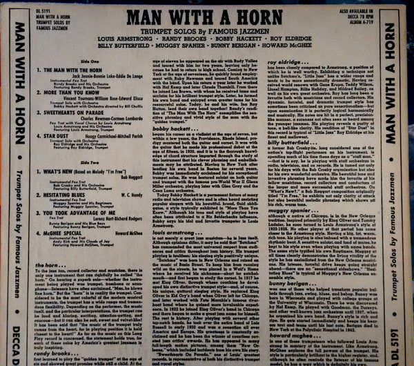 Various - Man With A Horn, Trumpet Solos by Famous Jazzmen