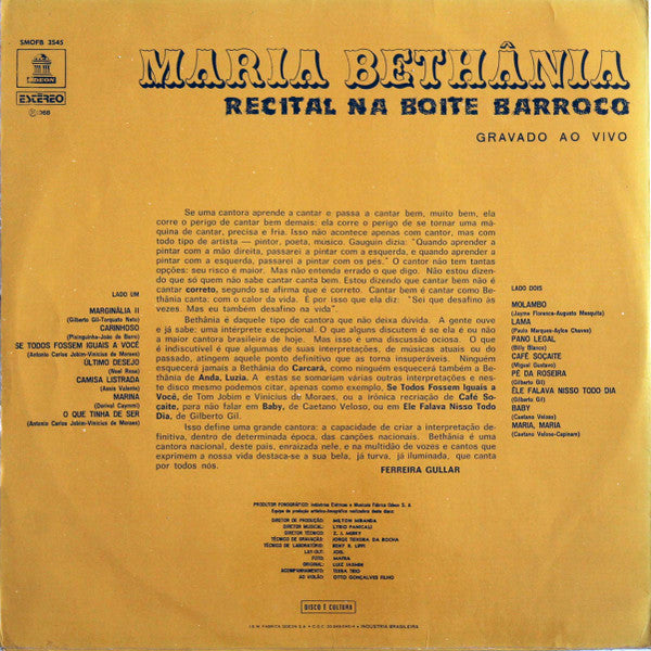 Maria Bethânia - Recital Na Boite Barroco