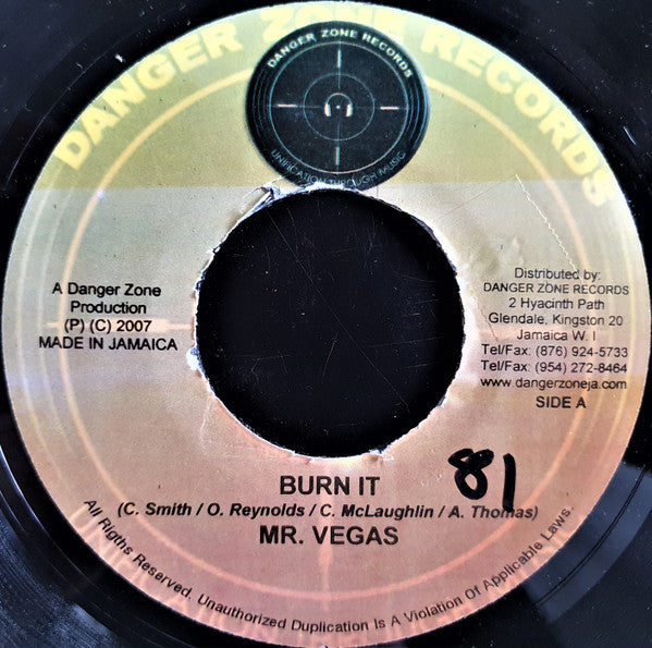 Mr. Vegas - Burn It / Lucky Day