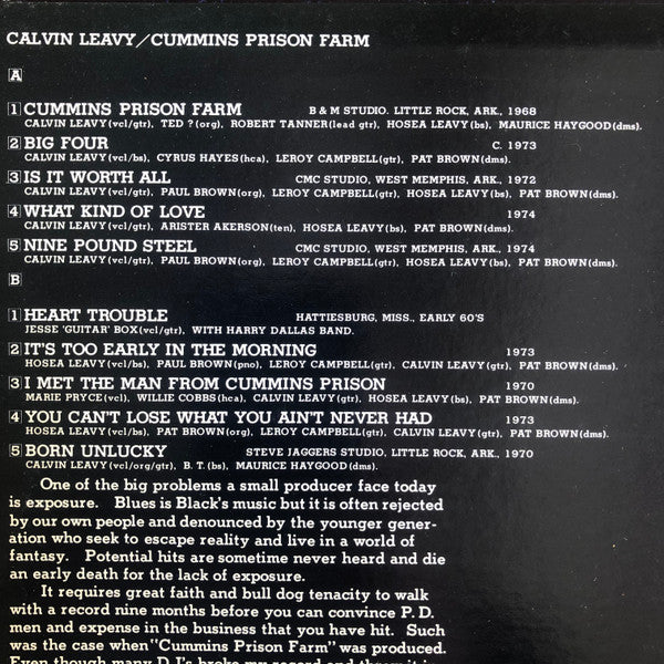 Calvin Leavy - Cummins Prison Farm