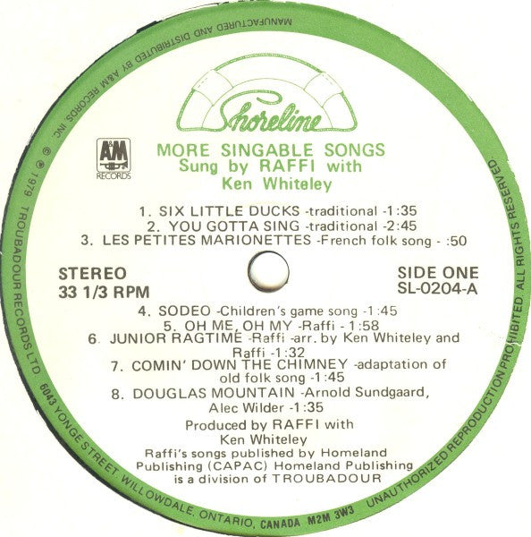 Raffi (2) - More Singable Songs