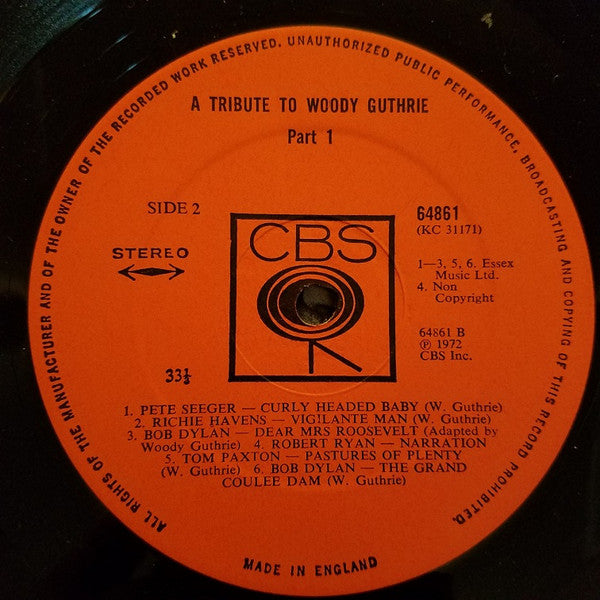 Various - A Tribute To Woody Guthrie Part One