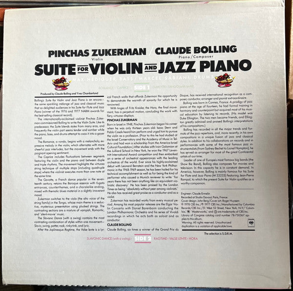 Pinchas Zukerman - Suite For Violin And Jazz Piano