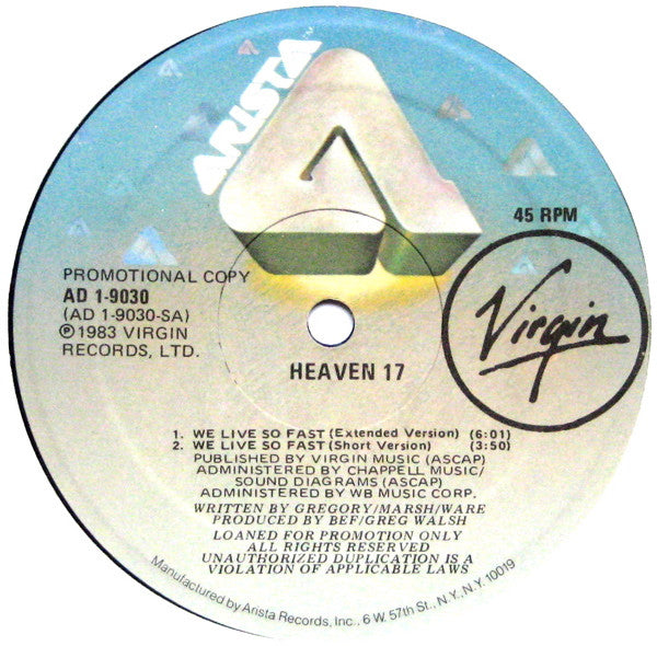Heaven 17 - We Live So Fast / Temptation