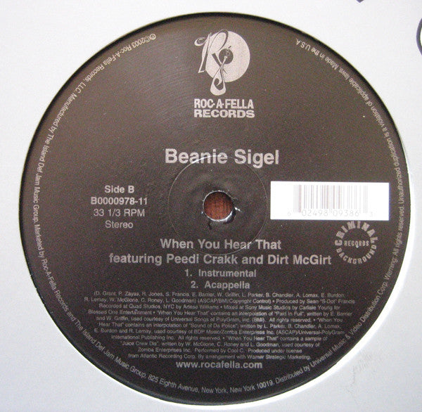 Beanie Sigel - When You Hear That