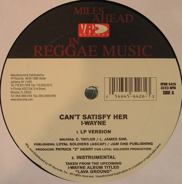 I Wayne - Can't Satisfy Her