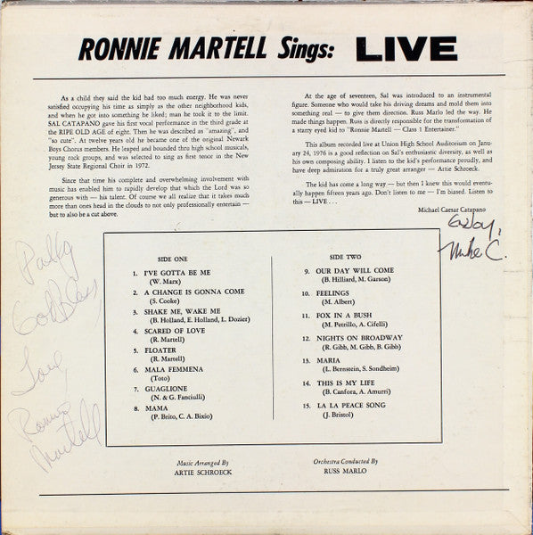 Ronnie Martell Sings: Live