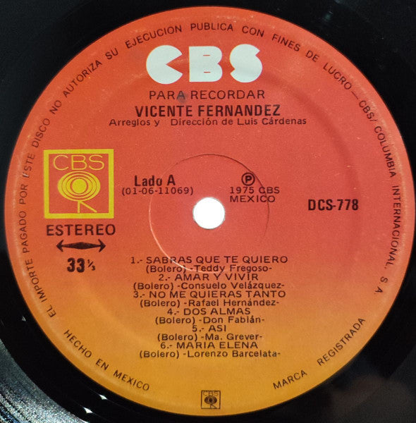 Vicente Fernandez - Para Recordar